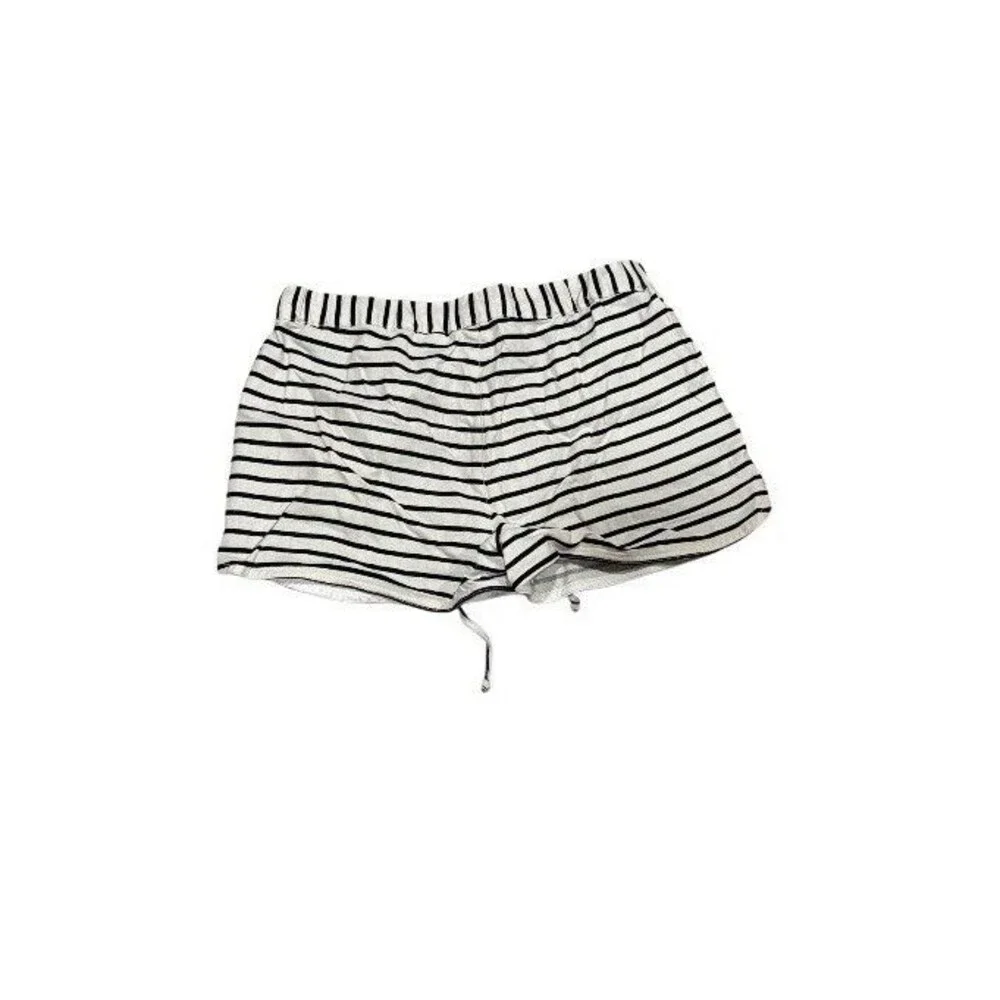 J Crew Unisex Beige Striped Drawstring Sweat Shorts Linen Cotton Size S